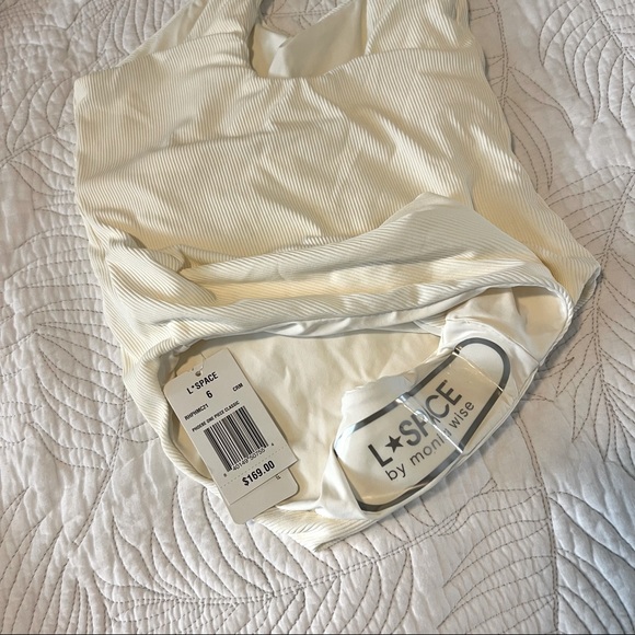 L*space White/Cream Ribbed Phoebe One Piece Swimsuit or Bodysuit Size 6 NWT - Picture 8 of 8
